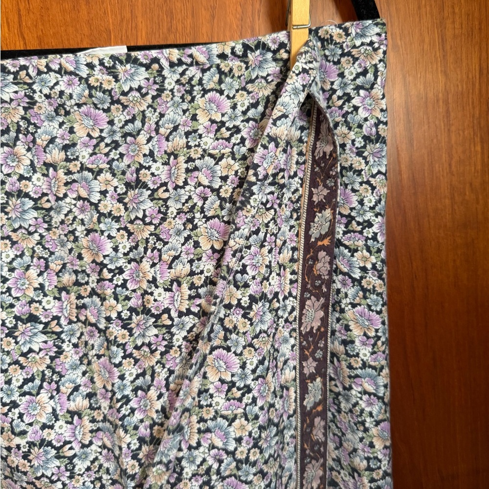 Floral Wrap Skirt - navy and Pink